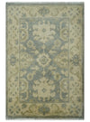 2x3 Hand Knotted Gray and Beige Traditional Persian Oushak Wool Rug | N7223