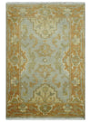 2x3 Hand Knotted Gray and Gold Traditional Persian Oushak Wool Rug | N8823