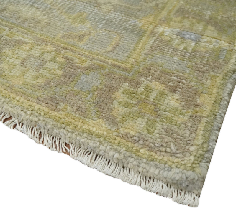 2x3 Hand Knotted Gray, Beige and Olive Traditional Persian Oushak Wool Rug | N4423