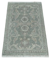 2x3 Hand Knotted Gray, Silver and Brown Traditional Persian Oushak Wool Rug | N5023