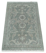 2x3 Hand Knotted Gray, Silver and Brown Traditional Persian Oushak Wool Rug | N5023