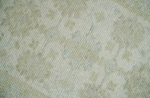 2x3 Hand Knotted Ivory and Beige Traditional Oushak Wool Rug | TRDCP124723