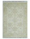 2x3 Hand Knotted Ivory and Beige Traditional Oushak Wool Rug | TRDCP124723