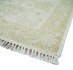 2x3 Hand Knotted Ivory and Beige Traditional Oushak Wool Rug | TRDCP124723