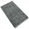 2x3 Hand Knotted Ivory and Charcoal Geometrical Design Wool Area Rug