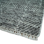 2x3 Hand Knotted Ivory and Charcoal Geometrical Design Wool Area Rug