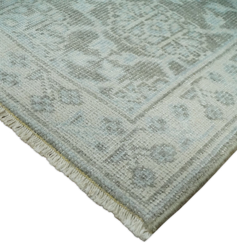 2x3 Hand Knotted Ivory and Gray Traditional Persian Oushak Wool Rug | N2623