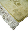 2x3 Hand Knotted Olive, Beige and Gray Traditional Persian Oushak Wool Rug | N3623