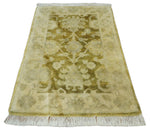 2x3 Hand Knotted Olive, Beige and Gray Traditional Persian Oushak Wool Rug | N423