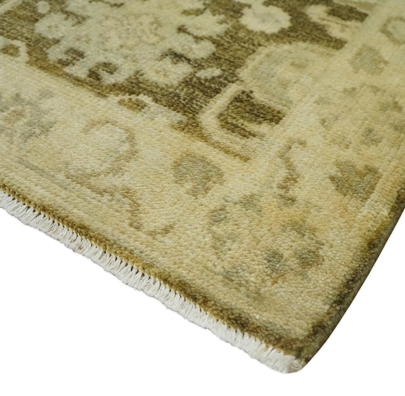 2x3 Hand Knotted Olive, Beige and Gray Traditional Persian Oushak Wool Rug | N4323