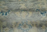 2x3 Hand Knotted Silver, Beige and Teal Traditional Wool Rug