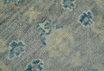 2x3 Hand Knotted Silver, Beige and Teal Traditional Wool Rug