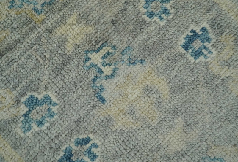 2x3 Hand Knotted Silver, Beige and Teal Traditional Wool Rug