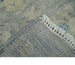 2x3 Hand Knotted Silver, Beige and Teal Traditional Wool Rug