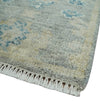 2x3 Hand Knotted Silver, Beige and Teal Traditional Wool Rug