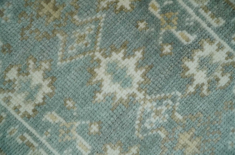 2x3 Hand Knotted Silver, Ivory and Brown Traditional Oushak Wool Rug