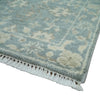 2x3 Hand Knotted Silver, Ivory and Brown Traditional Oushak Wool Rug