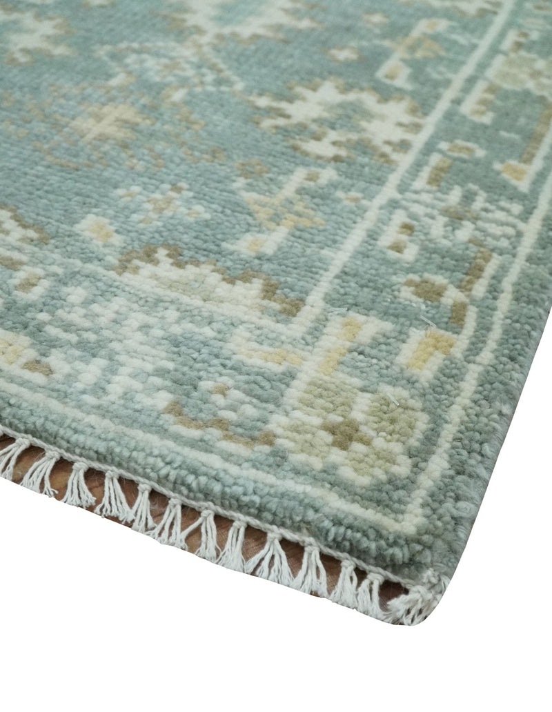 2x3 Hand Knotted Silver, Ivory and Brown Traditional Oushak Wool Rug