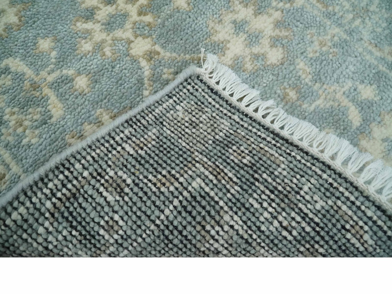 2x3 Hand Knotted Silver, Ivory and Brown Traditional Oushak Wool Rug
