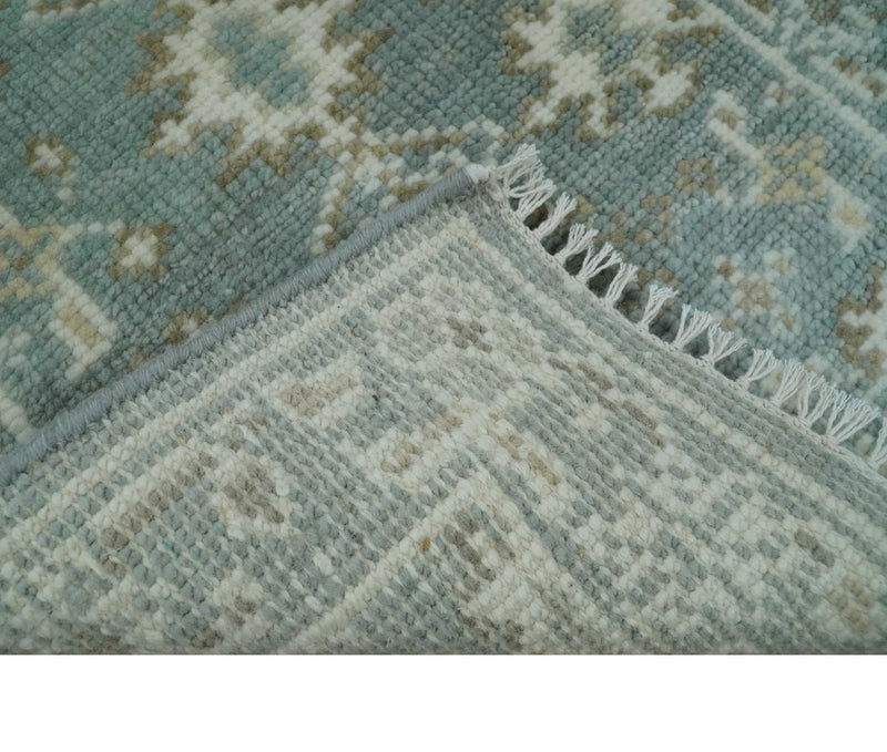 2x3 Hand Knotted Silver, Ivory and Brown Traditional Oushak Wool Rug