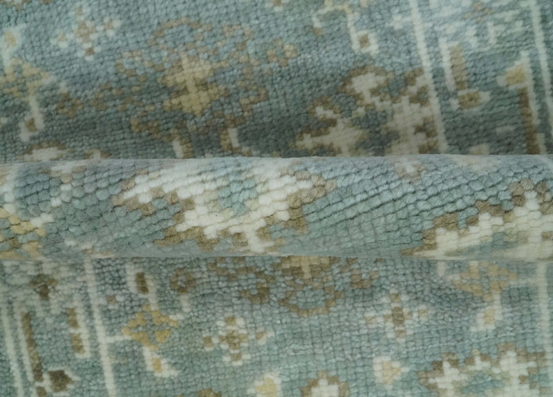 2x3 Hand Knotted Silver, Ivory and Brown Traditional Oushak Wool Rug