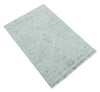 2x3 Hand Knotted Silver, Teal and Brown Heriz Serapi Wool Rug