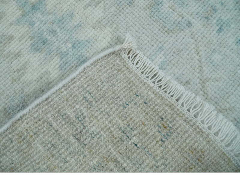 2x3 Hand Knotted Silver, Teal and Brown Heriz Serapi Wool Rug