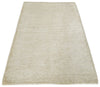 2x3 Hand Knotted Solid Beige Rug, Low Pile, No Shedding | N6023