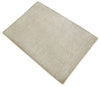 2x3 Hand Knotted Solid Beige Rug, Low Pile, No Shedding | N6023