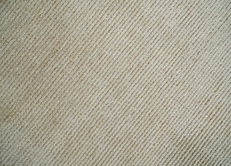 2x3 Hand Knotted Solid Beige Rug, Low Pile, No Shedding | N6023