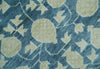 2x3 Hand Knotted Teal and Beige Balloon shape Oushak Wool Area Rug