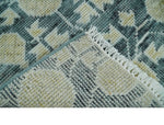 2x3 Hand Knotted Teal Blue and Beige shape Oushak Wool Rug, Entryway Rug | TRDCP122723