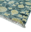 2x3 Hand Knotted Teal Blue and Beige shape Oushak Wool Rug, Entryway Rug | TRDCP122723