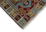 2x3 Hand Knotted traditional Kazak Rust and Blue Small Kitchen, Doormat Rug | KZA26