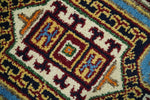 2x3 Hand Knotted traditional Kazak Rust and Blue Small Kitchen, Doormat Rug | KZA26