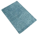 2x3 Hand Woven Solid Blue Rug, No Shedding | N8523