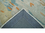 2x3 Handmade Abstract Design Silver, Beige, Teal and Rust made with fine wool Area Rug | TRDCP126423