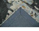 2x3 Handmade Abstract Design Silver, Ivory and Black made with fine wool Area Rug | TRDCP126523