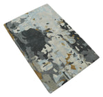 2x3 Handmade Abstract Design Silver, Ivory and Black made with fine wool Area Rug | TRDCP126523