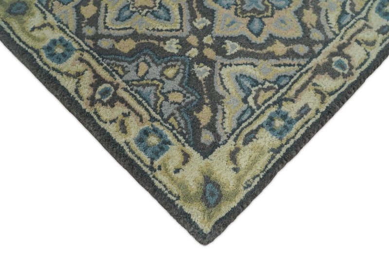 2x3 Handmade Persian Design Blue and Beige made with wool Area Rug | TRDCP15823