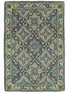 2x3 Handmade Persian Design Blue and Beige made with wool Area Rug | TRDCP15823