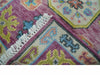 2x3 Ivory and Purple Hand Knotted Heriz Traditional vintage colorful Wool Rug