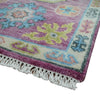 2x3 Ivory and Purple Hand Knotted Heriz Traditional vintage colorful Wool Rug