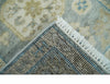 2x3 Ivory, Beige and Silver Hand Knotted Heriz Traditional Design Wool Rug