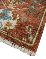 2x3 Ivory, Rust and Blue Hand Knotted Traditional Antique Persian Design Wool Rug | TRDCP79823