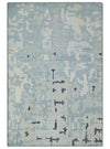 2x3 Modern Abstract Blue, Ivory and Charcoal Rug made with Bamboo silk | N5723
