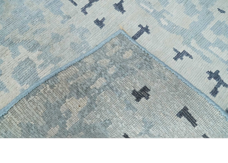 2x3 Modern Abstract Blue, Ivory and Charcoal Rug made with Bamboo silk | N5723