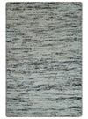 2x3 Modern Abstract Charcoal and Silver Rug made with Art Silk | N4923