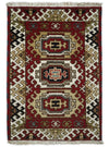 2x3 Runner Hand Knotted traditional Kazak Rust and Beige Tribal Armenian Rug | KZA12