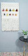 2x3 White Boho Hand Woven Wall Hanging, Tapestry  | WH4
